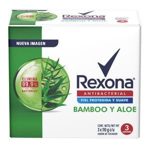 Jabon Barra Rexona Antibacterial Bamboo Y Aloe X 110 Gr X 3 Und