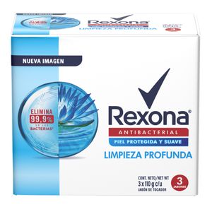 Jabon Barra Rexona Antibacterial Limpieza Profunda X 110 Gr X 3 Und