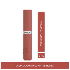 Labial Liquido Loreal Paris Le Matte Nudes 635 Worth It Medium X 5 Ml