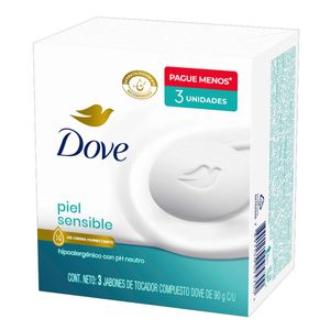 Jabon Barra Dove Piel Sensible X 90 Gr X 3 Und