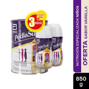 Pediasure Polvo Vainilla X 850 Gr Gratis 3 Pediasure Liquido Vainilla X 220 Ml