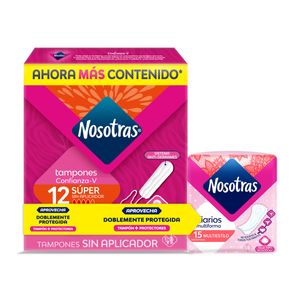 Tampon Nosotras Super X 12 Und + Protector Multiestilo X 15 Und Precio Especial