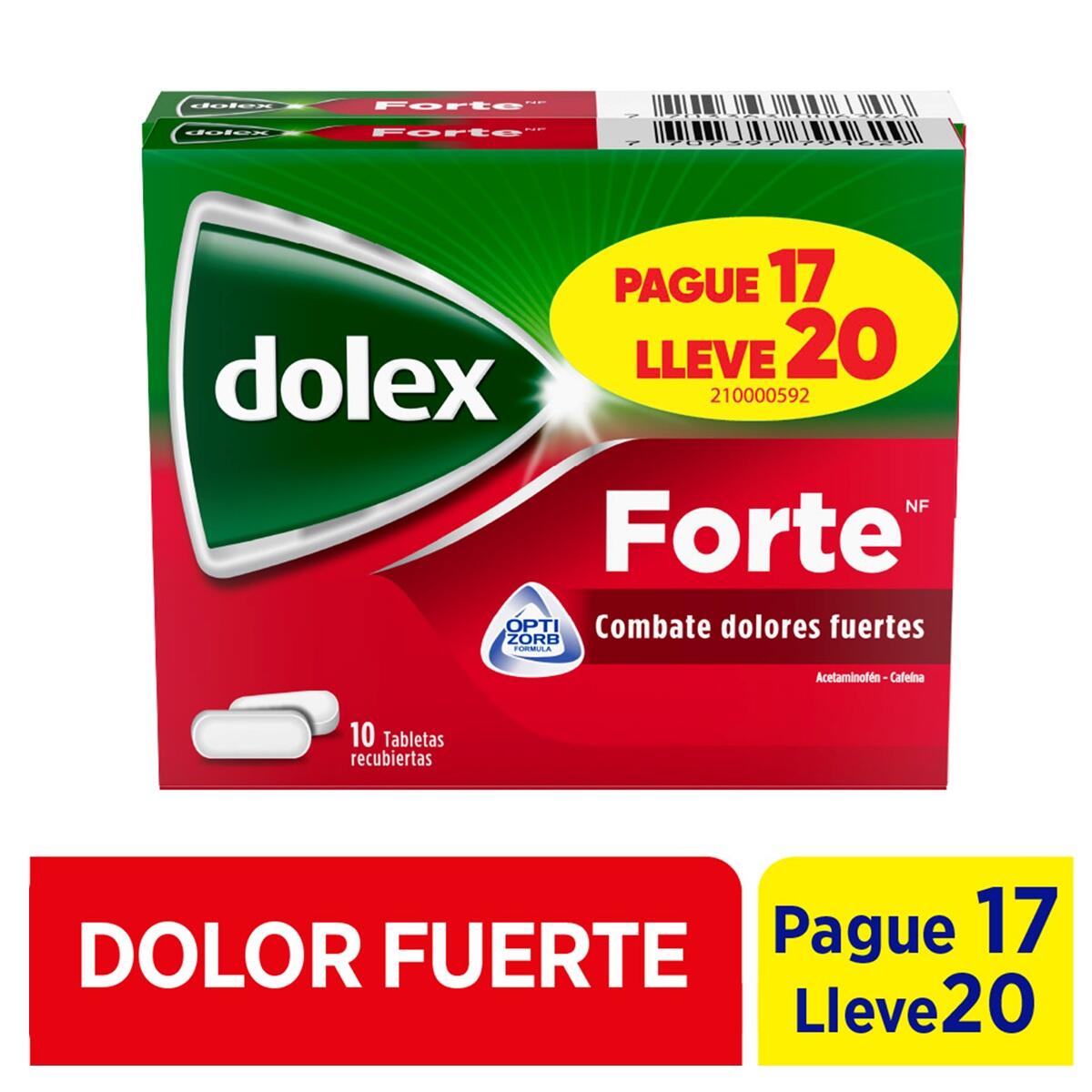 Dolex Forte Acetaminofen/cafeina 500/65 Mg Pague 17 Lleve 20 Tabl ...