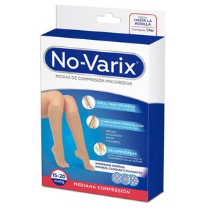 Medias No-varix Dama Mediana Compresion Beige Diamante Talla L X 1 Par