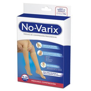 Medias No-varix Dama Mediana Compresion Beige Fibra 4g Talla M X 1 Par