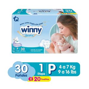 Panal Winny Sensitive Talla P/1 X 30 Und Gratis Toallas Humedas