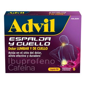Advil Espalda Y Cuello Ibuprofeno/cafeina 400/65 Mg X 5 Caps
