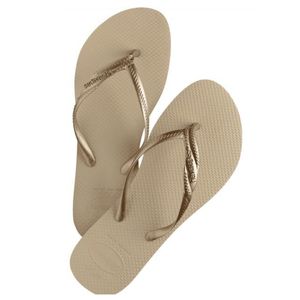 Sandalia Havaianas Mujer Slim Prep Cx Fechada Gris Arena/dorado Claro Talla 39-40